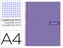 [BJ79] CUADERNO ESPIRAL LIDERPAPEL A4 CRAFTY TAPA FORRADA 80H 90 GR CUADRO 4MM CON MARGEN COLOR VIOLETA