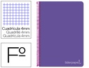 [BF37] CUADERNO ESPIRAL LIDERPAPEL FOLIO WITTY TAPA DURA 80H 75GR CUADRO 4MM CON MARGEN COLOR VIOLETA