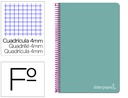 [BV03] CUADERNO ESPIRAL LIDERPAPEL FOLIO WITTY TAPA DURA 80H 75GR CUADRO 4MM CON MARGEN COLOR TURQUESA
