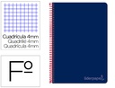 [BV02] CUADERNO ESPIRAL LIDERPAPEL FOLIO WITTY TAPA DURA 80H 75GR CUADRO 4MM CON MARGEN COLOR AZUL OSCURO