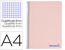 [TH02] CUADERNO ESPIRAL LIDERPAPEL A4 WONDER TAPA PLASTICO 80H 90GR CUADRO 4MM CON MARGEN COLOR ROSA