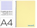 [TH04] CUADERNO ESPIRAL LIDERPAPEL A4 WONDER TAPA PLASTICO 80H 90GR CUADRO 4MM CON MARGEN COLOR AMARILLO