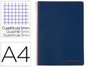 [BA86] CUADERNO ESPIRAL LIDERPAPEL A4 MICRO WONDER TAPA PLASTICO 120H 90 GR CUADRO 5 MM 5 BANDA4 TALADROS COLOR AZUL MARINO
