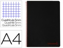 [BA85] CUADERNO ESPIRAL LIDERPAPEL A4 MICRO WONDER TAPA PLASTICO 120H 90 GR CUADRO 5 MM 5 BANDAS 4 TALADROS COLOR NEGRO