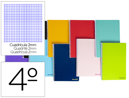 CUADERNO ESPIRAL LIDERPAPEL CUARTO SMART TAPA BLANDA 80H 60GR MILIMETRADO 2MM COLORES SURTIDOS