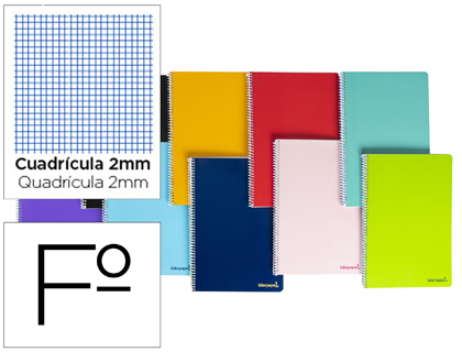 CUADERNO ESPIRAL LIDERPAPEL FOLIO SMART TAPA BLANDA 80H 60GR MILIMETRADO 2MM COLORES SURTIDOS