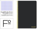 [BG02] CUADERNO ESPIRAL LIDERPAPEL FOLIO SMART TAPA BLANDA 80H 60GR CUADRO 4MM CON MARGEN COLOR NEGRO