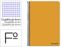 [BF95] CUADERNO ESPIRAL LIDERPAPEL FOLIO SMART TAPA BLANDA 80H 60GR CUADRO 4MM CON MARGEN COLOR NARANJA