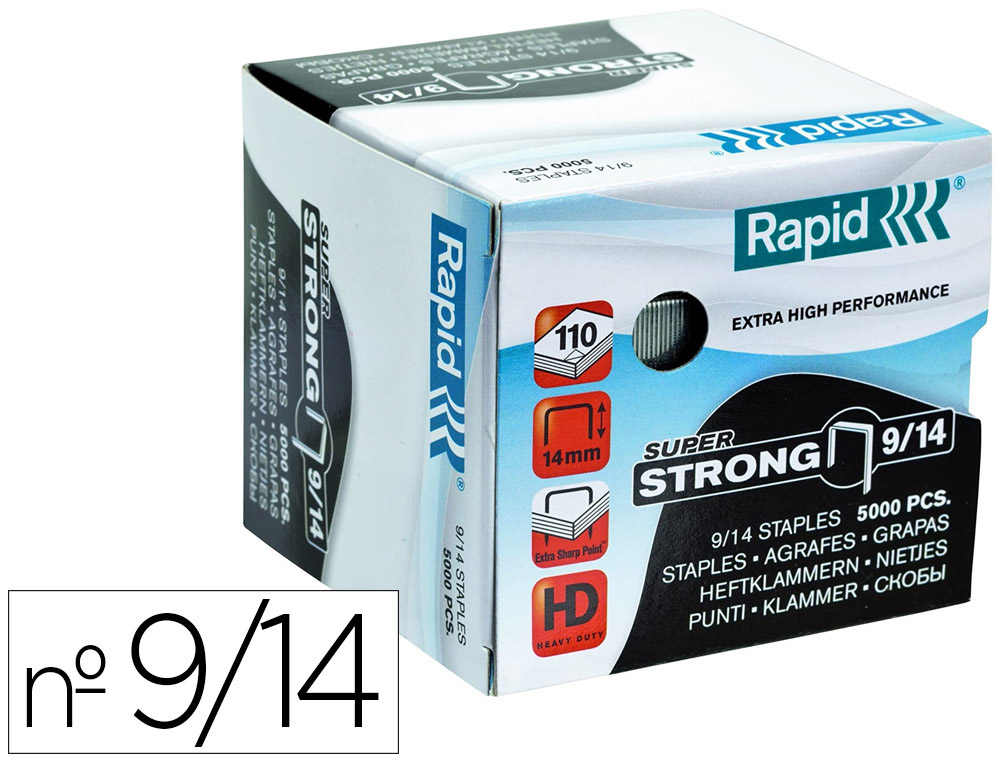 GRAPAS RAPID SUPER STRONG GALVANIZADAS Nº 9/14 CAJA DE 5000 UNIDADES
