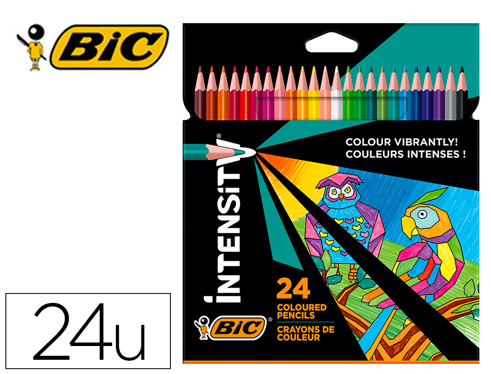 LAPICES DE COLORES BIC INTENSITY CAJA DE 24 UNIDADES COLORES SURTIDOS
