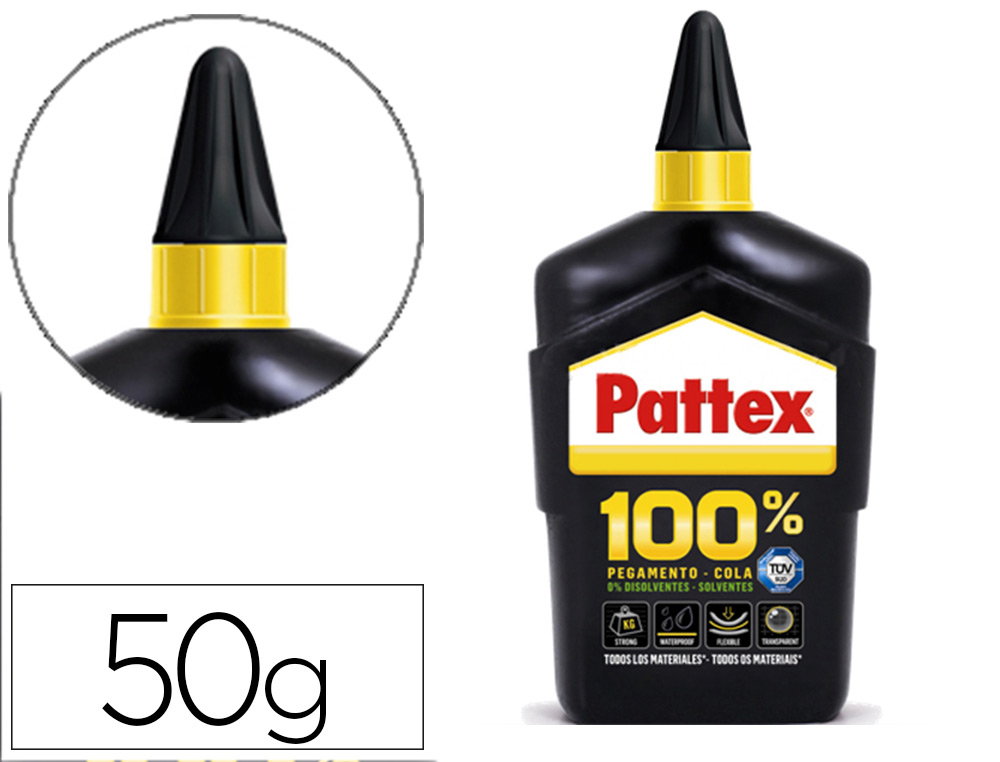 PEGAMENTO PATTEX UNIVERSAL INGREDIENTES ACTIVOS 100% SIN DISOLVENTES BOTELLA 50 G
