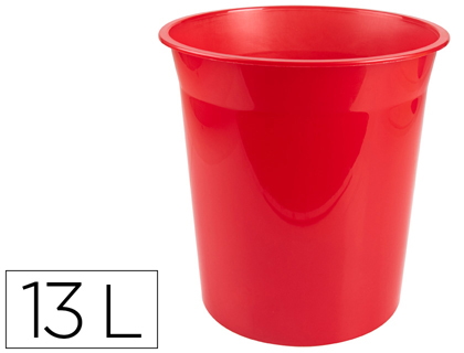 PAPELERA PLASTICO Q-CONNECT ROJO TRANSLUCIDO 13 LITROS