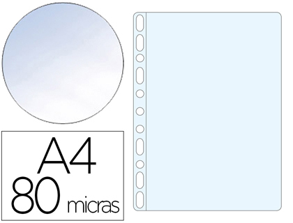 FUNDA MULTITALADRO Q-CONNECT DIN A4 80 MC CRISTAL CAJA DE 1400 UNIDADES