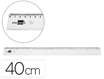 REGLA LIDERPAPEL PLASTICO IRROMPIBLE TRANSPARENTE 40 CM