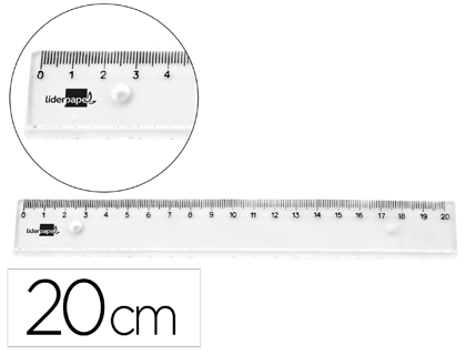 REGLA LIDERPAPEL PLASTICO IRROMPIBLE TRANSPARENTE 20 CM