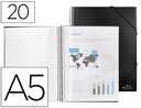 [EC58] CARPETA LIDERPAPEL ESCAPARATE CON ESPIRAL 20 FUNDAS POLIPROPILENO DIN A5 NEGRO OPACO