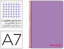 [BG08] CUADERNO ESPIRAL LIDERPAPEL A7 MICRO WONDER TAPA PLASTICO 100H 90 GR CUADRO 5MM 4 BANDAS COLOR VIOLETA