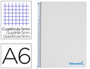 [BD29] CUADERNO ESPIRAL LIDERPAPEL A6 MICRO WONDER TAPA PLASTICO 120H 90 GR CUADRO 5MM 4 BANDAS COLOR GRIS