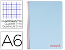 [BD10] CUADERNO ESPIRAL LIDERPAPEL A6 MICRO WONDER TAPA PLASTICO 120H 90 GR CUADRO 5MM 4 BANDAS COLOR CELESTE