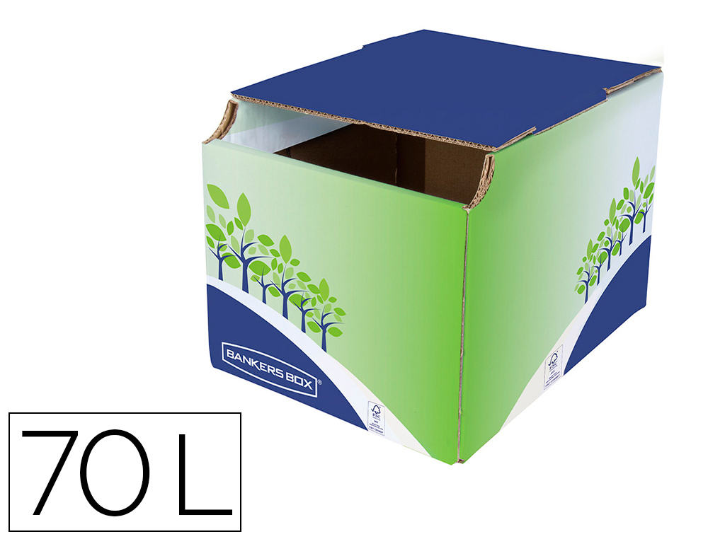 CONTENEDOR PAPELERA RECICLAJE FELLOWES SOBREMESA CARTON 100% RECICLADO MONTAJE MANUAL ENTRADA FRONTAL Y TAPA