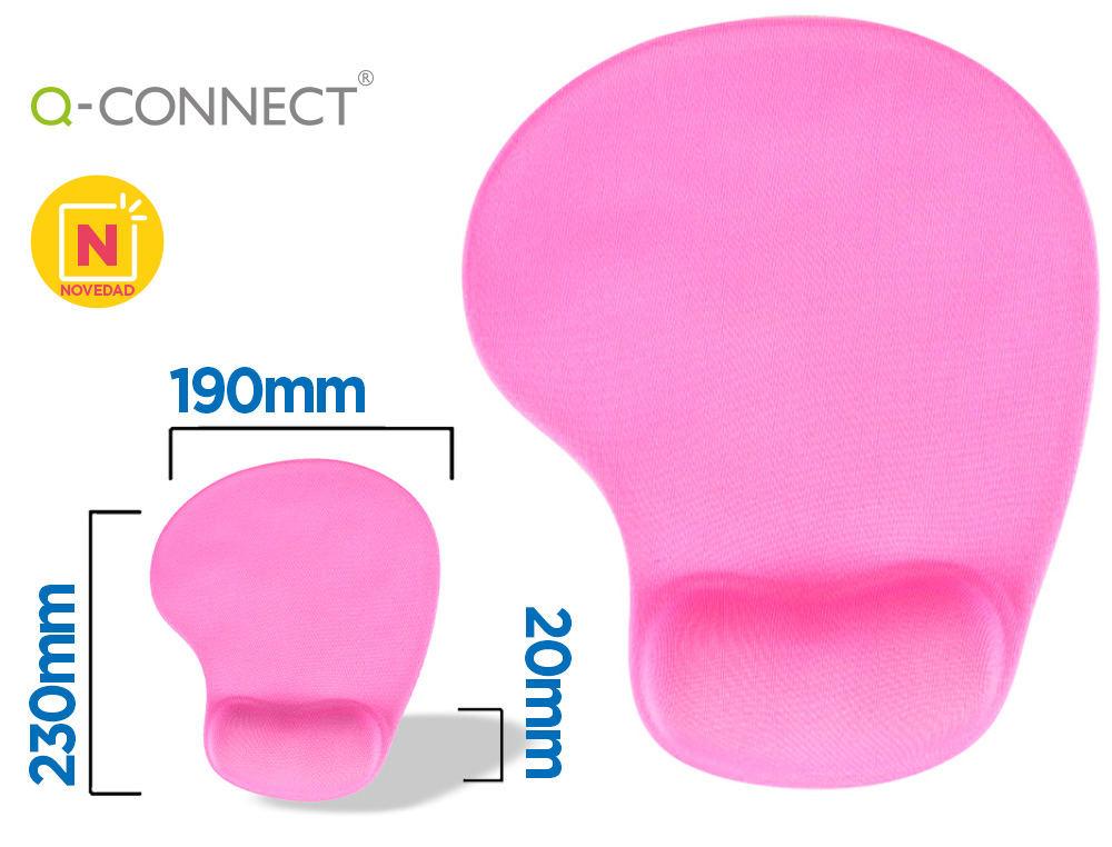 ALFOMBRILLA PARA RATON Q-CONNECT REPOSAMUÑECAS DE GEL COLOR ROSA 190X230X20 MM