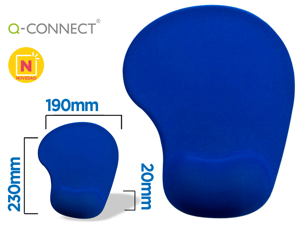 ALFOMBRILLA PARA RATON Q-CONNECT REPOSAMUÑECAS DE GEL COLOR AZUL 190X230X20 MM