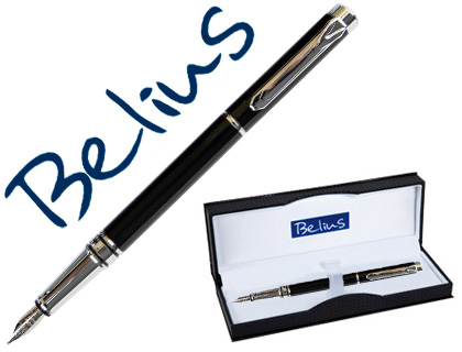 PLUMA BELIUS NUREMBERG NEGRO TINTA AZUL EN ESTUCHE