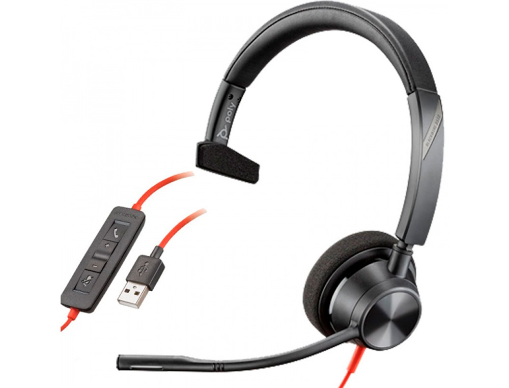 AURICULAR PLANTRONICS BLACKWIRE 3310 DIADEMA CABLE USB-C/A MONOAURAL CON MICROFO NO Y CERT. MICROSOFT TEAMS