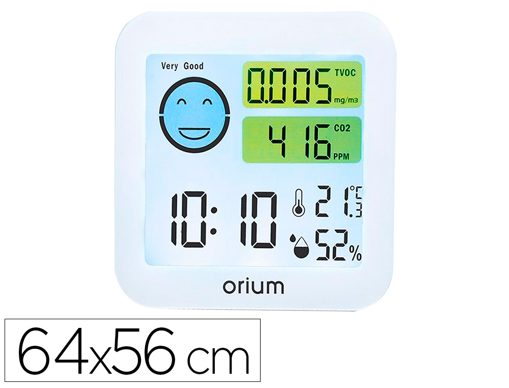 MEDIDOR DE AIRE ORIUM QUAELIS 20 MEDIDOR DE C02 Y COV SUPERFICIE 30 M2 PANTALLA LCD COLOR BLANCO 64X56 MM