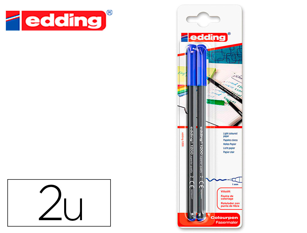 ROTULADOR EDDING PUNTA FIBRA 1200 AZUL N.3 PUNTA REDONDA 0.5 MM BLISTER DE 2 UNIDADES