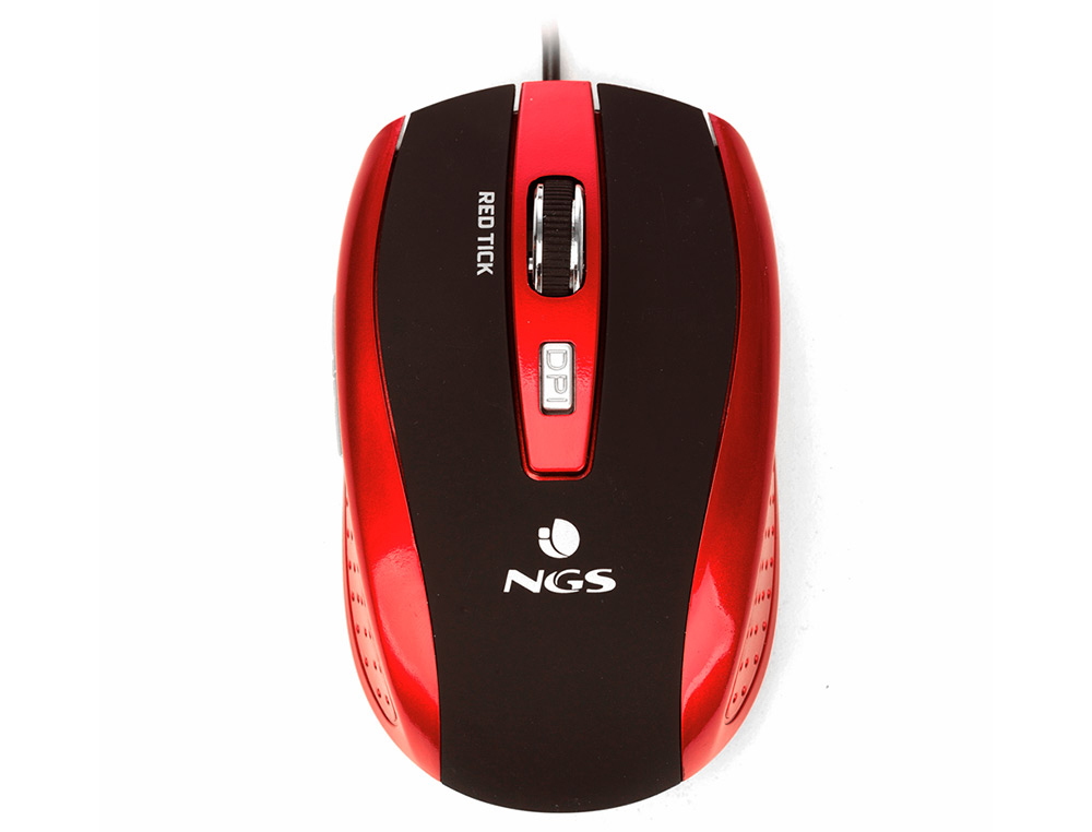 RATON NGS CABLE TICK OPTICO 800/1600 DPI 6 BOTONES NANO CONEXION USB COLOR ROJO