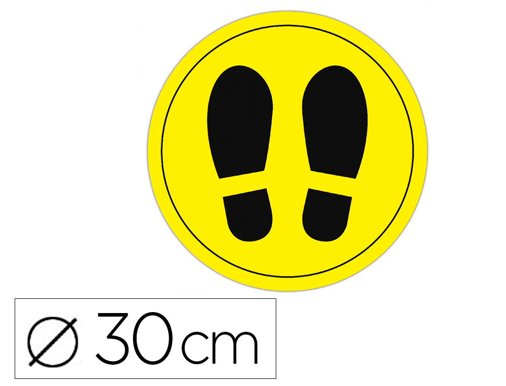CIRCULO DE SEÑALIZACION ADHESIVO APLI PARA SUELO PVC 100 MC PIES COLOR AMARILLO/NEGRO DIAMETRO 30 CM