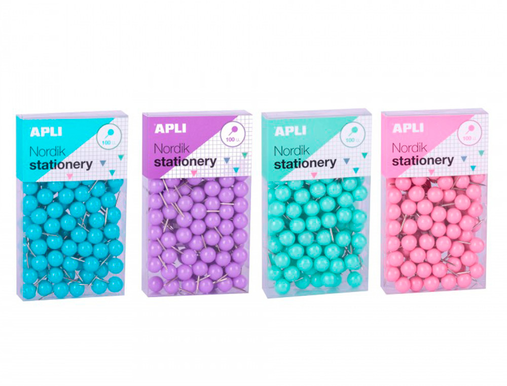AGUJA SEÑALIZADORA APLI REDONDA NORDIK 9 X 20 MM COLOR PASTEL SURTIDOS CAJA DE 100 UNIDADES