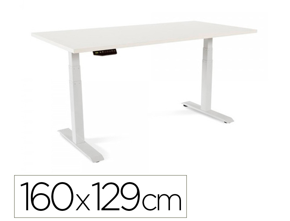 MESA ROCADA REGULABLE EN ALTURA ELECTRICAMENTE HASTA 129 CM ESTRUCTURA DE ACERO TABLERO 160 CM COLOR BLANCO