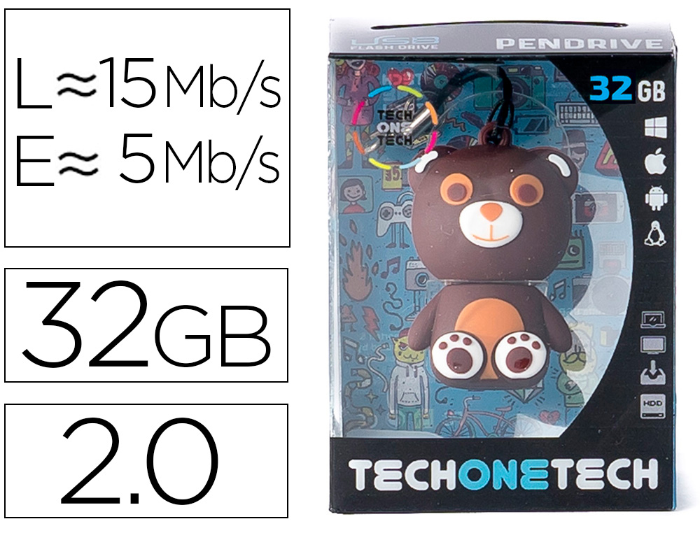 MEMORIA USB TECH ON TECH OSITO TOTUS 32 GB