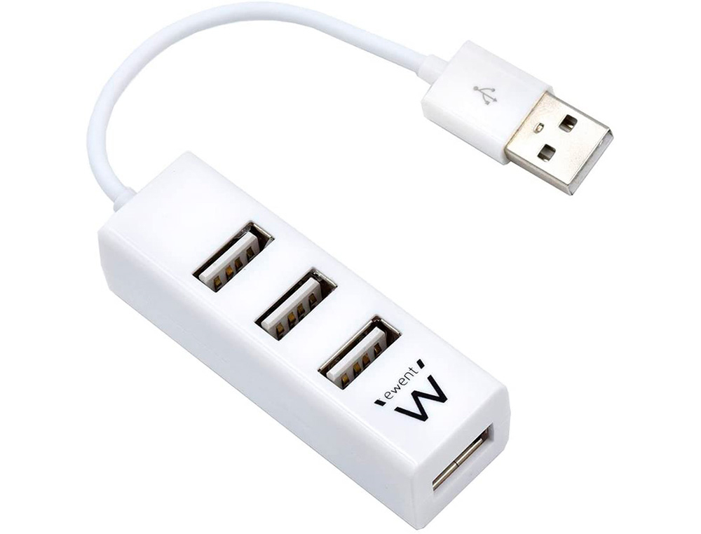 MINI-HUB EWENT 4 PUERTOS USB 2.0 BLANCO