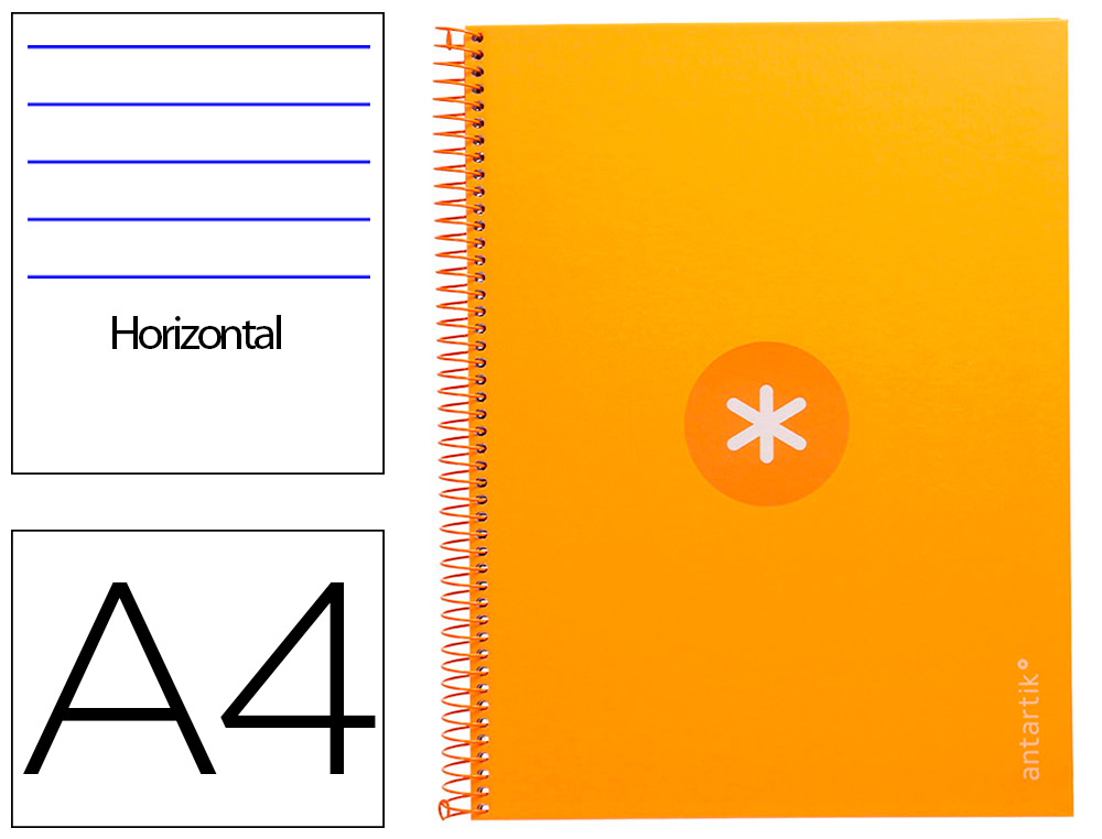 CUADERNO ESPIRAL LIDERPAPEL A4 MICRO ANTARTIK TAPA FORRADA80H 90 GR HORIZONTAL 1 BANDA 4 TALADROS COLOR MOSTAZA