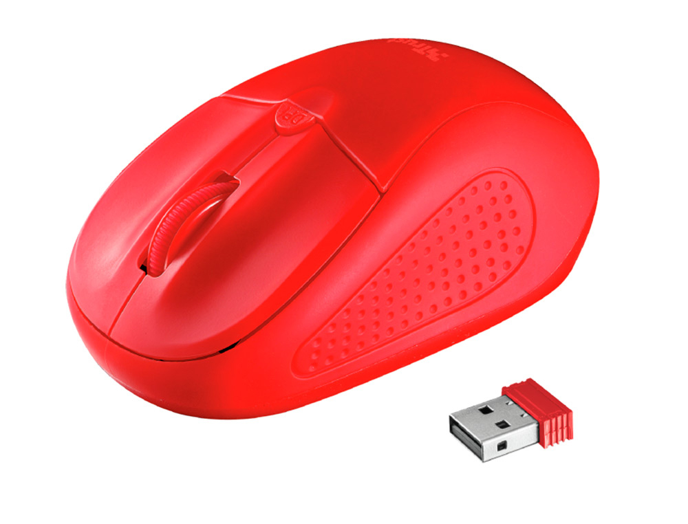 RATON TRUST PRIMO INALAMBRICO 1000/1600 DPI NANO RECEPTOR USB 2,4 GHZ COLOR ROJO