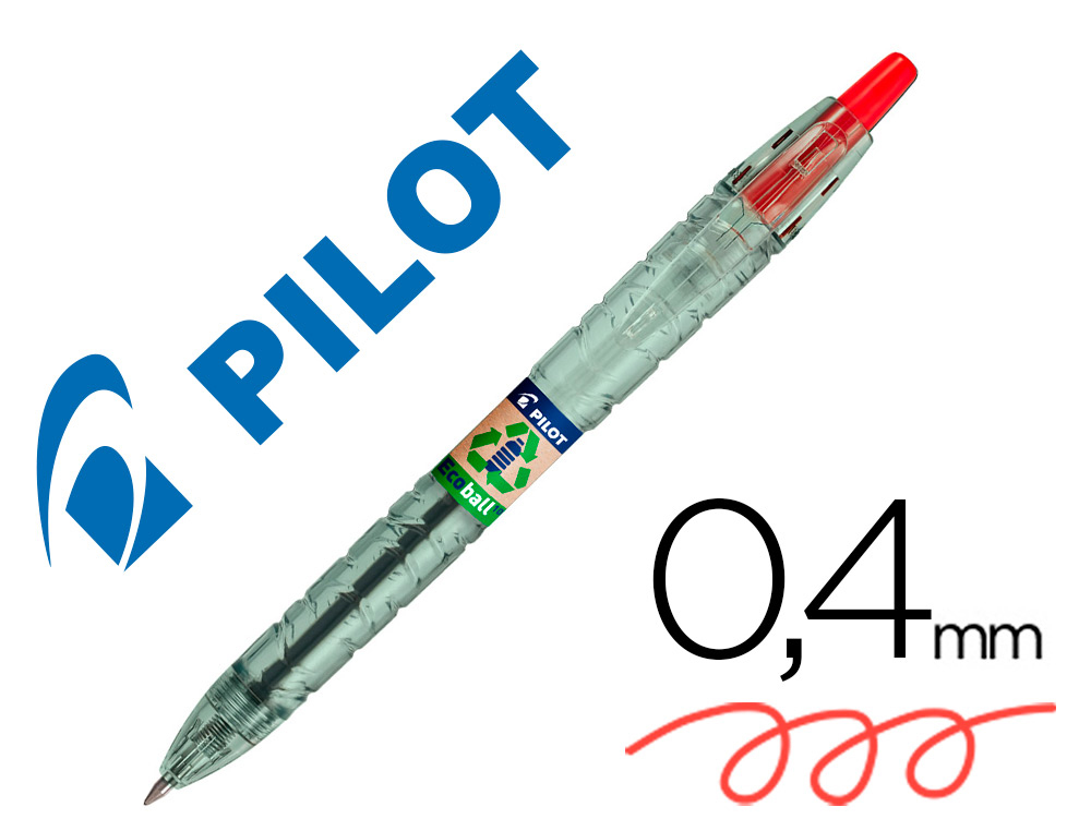 BOLIGRAFO PILOT ECOBALL PLASTICO RECICLADO TINTA ACEITE PUNTA DE BOLA 1 MM COLOR ROJO