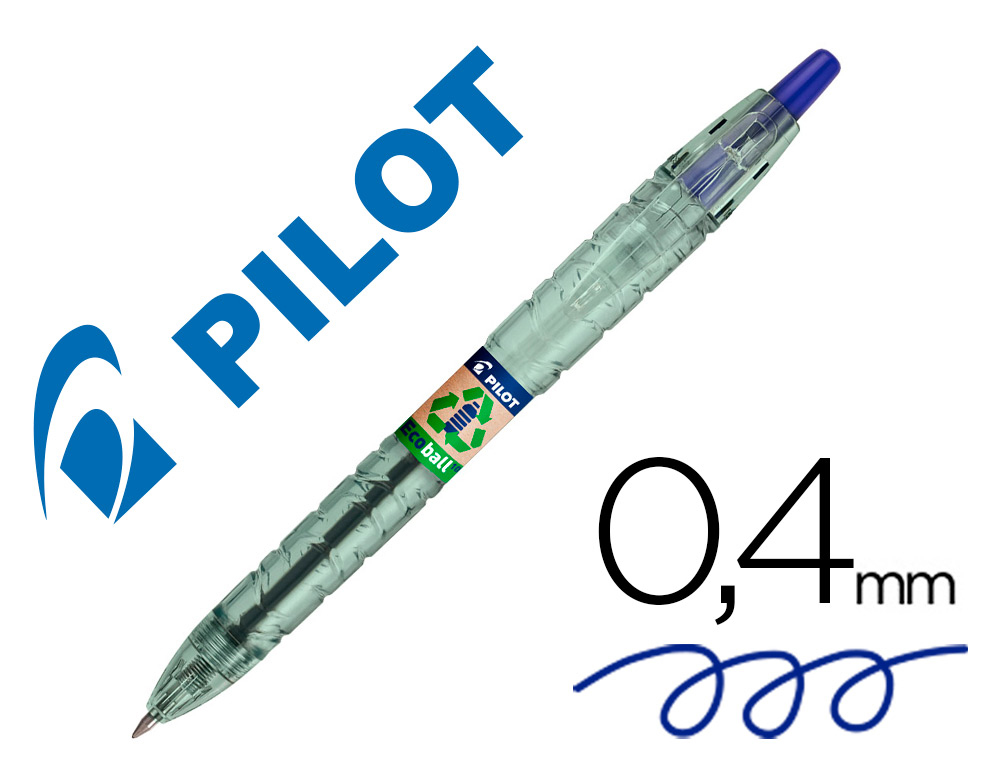 BOLIGRAFO PILOT ECOBALL PLASTICO RECICLADO TINTA ACEITE PUNTA DE BOLA 1 MM COLOR AZUL