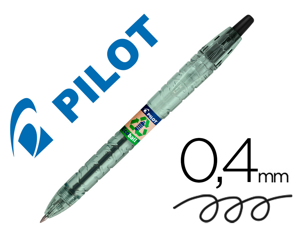 BOLIGRAFO PILOT ECOBALL PLASTICO RECICLADO TINTA ACEITE PUNTA DE BOLA 1 MM COLOR NEGRO