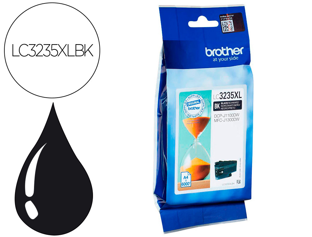 INK-JET BROTHER LC3235XLBK DCP-J1100DW / MFC-J1300DW NEGRO 6000 PAGINAS