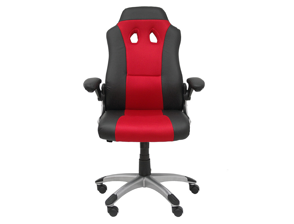 SILLA PYC GAMING TALAVE REGULABLE EN ALTURA Y BRAZOS RETRACTILES SIMILPIEL NEGRO/ROJO 1200X700X580 MM