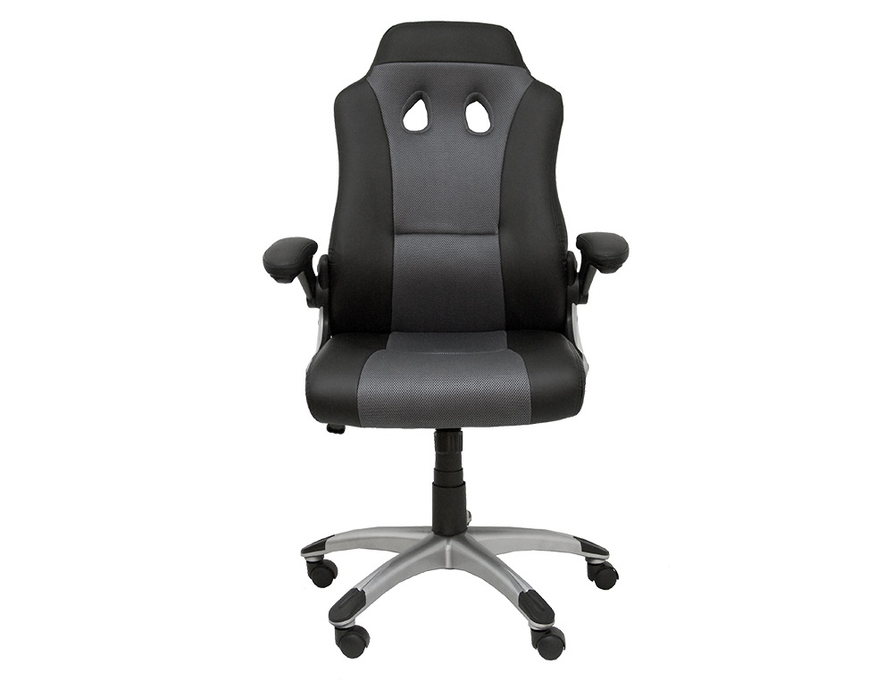 SILLA PYC GAMING TALAVE REGULABLE EN ALTURA Y BRAZOS RETRACTILES SIMILPIEL NEGRO/GRIS 1200X700X580 MM