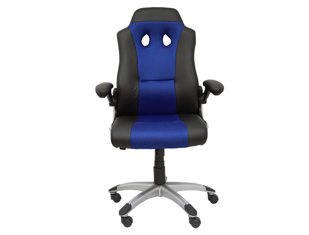 SILLA PYC GAMING TALAVE REGULABLE EN ALTURA Y BRAZOS RETRACTILES SIMILPIEL NEGRO/AZUL 1200X700X580 MM