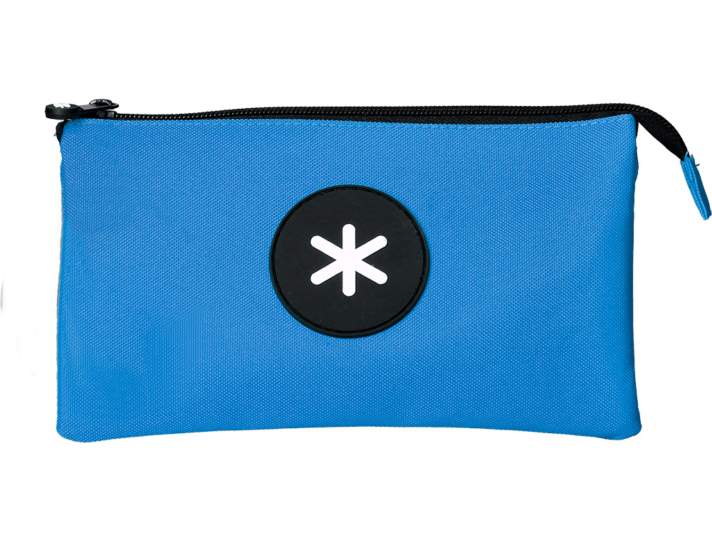 BOLSO ESCOLAR PORTATODO ANTARTIK TRIPLE CREMALLERA COLOR AZUL 220X30X120 MM
