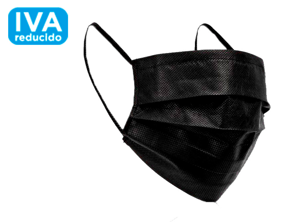 MASCARILLA FACIAL QUIRURGICA NEGRA DESECHABLE 3 CAPAS FILTRACION 95% TIPO IIR