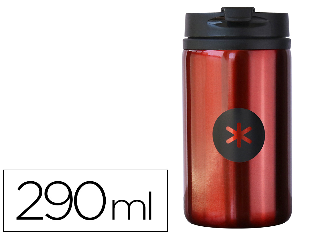 VASO ANTARTIK COLOR ROJO ACERO INOXIDABLE CON TAPA DOSIFICADOR DE SEGURIDAD Y BASE ACOLCHADA 290 ML COLOR