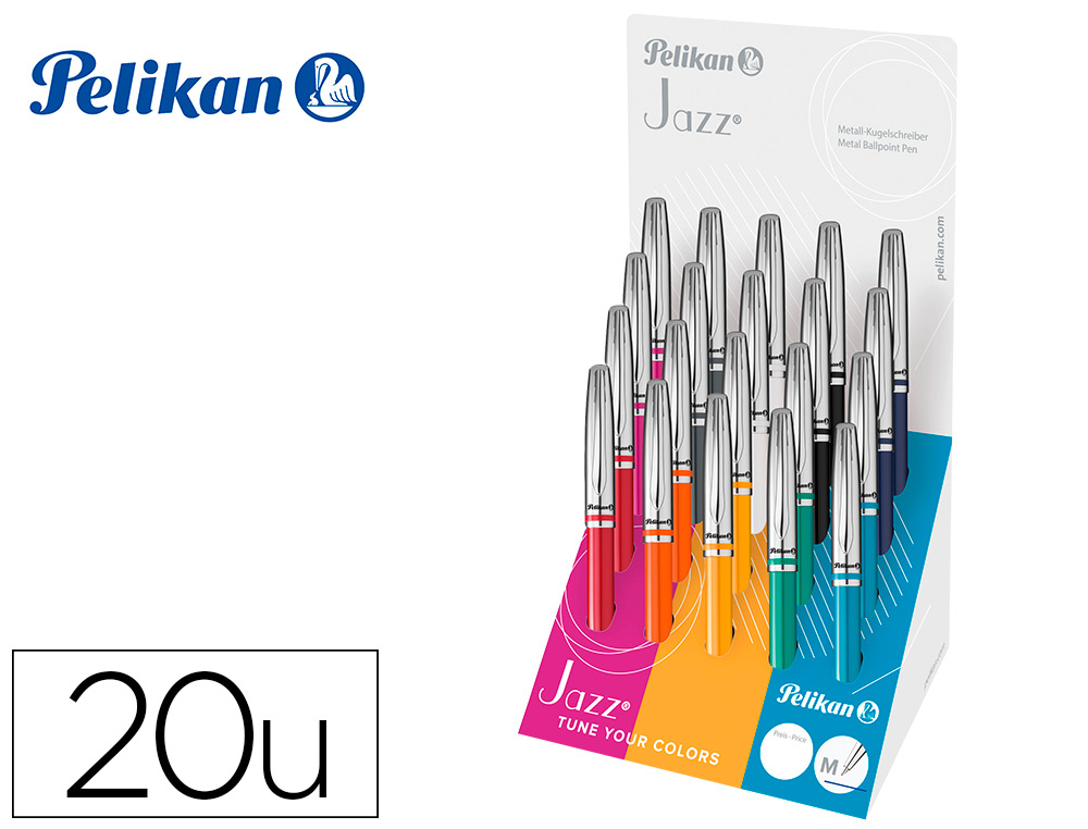 BOLIGRAFO PELIKAN JAZZ CLASSIC COLLECTION EXPOSITOR DE 20 UNIDADES COLORES SURTIDOS