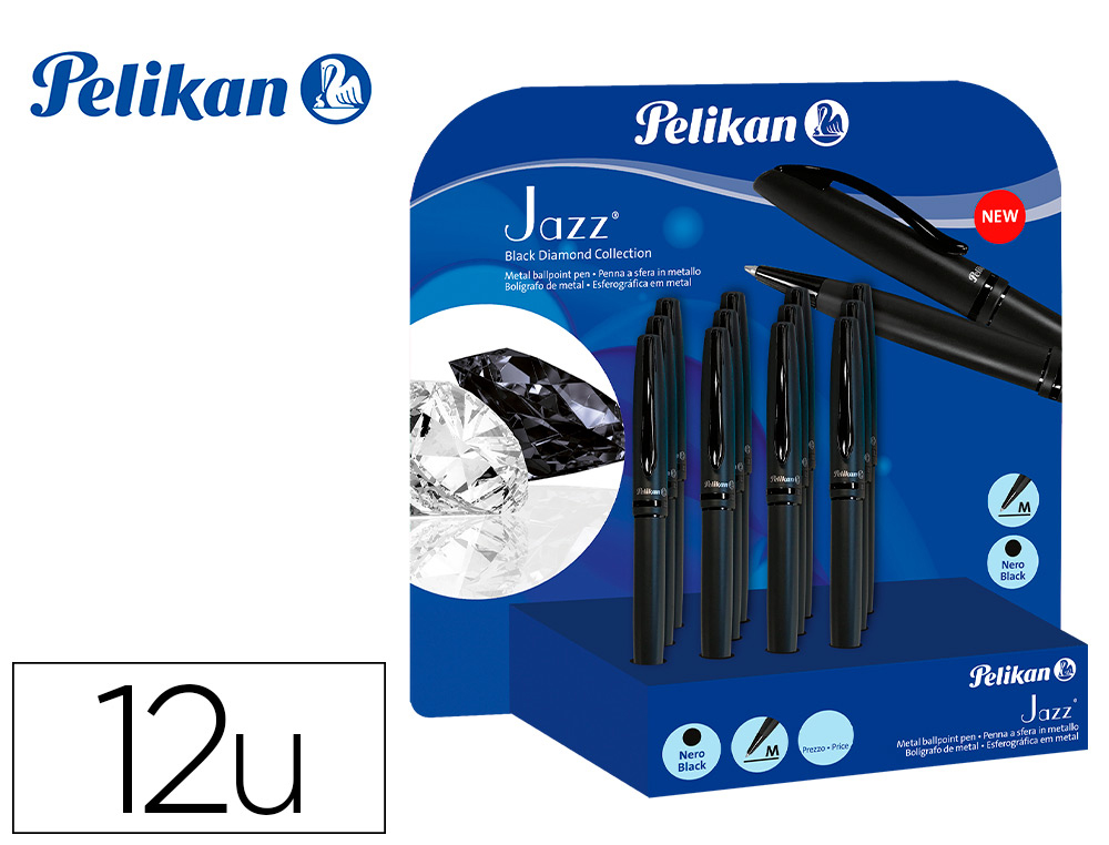 BOLIGRAFO PELIKAN JAZZ BLACK DIAMOND EXPOSITOR DE 12 UNIDADES